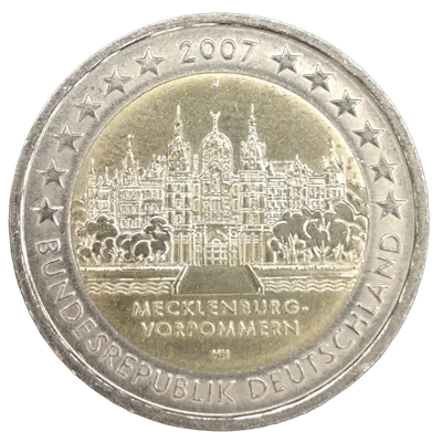 Germany 2007 – Federal State of Mecklenburg - Vorpommern, Schwerin Castle (Bundesländer I) – Mint-mark variant J (Hamburg)