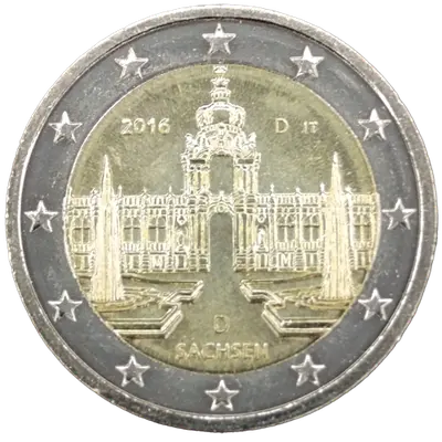 Deutschland 2016 – Freistaat Sachsen, Zwinger in Dresden (Bundesländer I) – Prägevariante D (München)