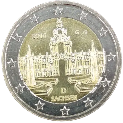 Deutschland 2016 – Freistaat Sachsen, Zwinger in Dresden (Bundesländer I) – Prägevariante G (Karlsruhe)