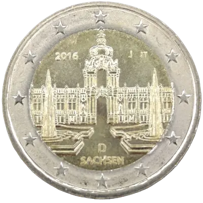 Deutschland 2016 – Freistaat Sachsen, Zwinger in Dresden (Bundesländer I) – Prägevariante J (Hamburg)