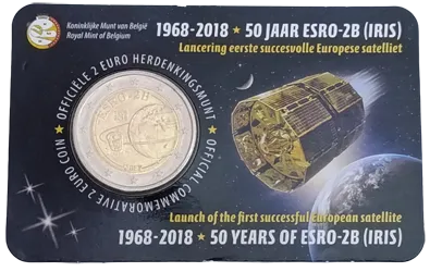 Belgien 2018 – 50. Jahrestag des Starts des ESRO-2B-Satelliten – Coincard – Niederländisch