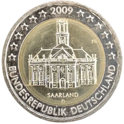 Deutschland 2009 – Bundesland Saarland, Ludwigskirche in Saarbrücken – Prägevariante D (München)