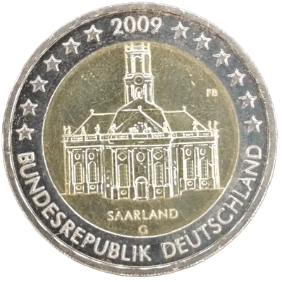 Deutschland 2009 – Bundesland Saarland, Ludwigskirche in Saarbrücken – Prägevariante G (Karlsruhe)