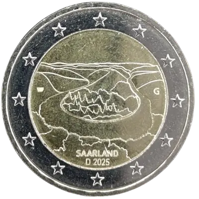 Germany 2025 – Federal State of Saarland, Saarschleife (Bundesländer II) – Mint-mark variant G (Karlsruhe)