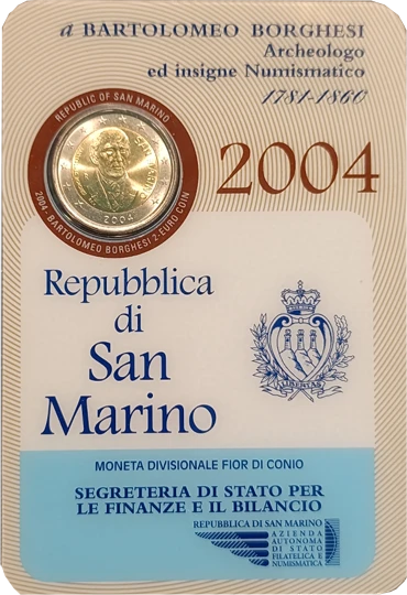 San Marino 2004 – 100th Anniversary of the Celebrations in Honor of Bartolomeo Borghesi – Coincard