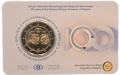 Belgien 2026 – 100 Jahre Nationale Eisenbahngesellschaft – Coincard – Niederländisch