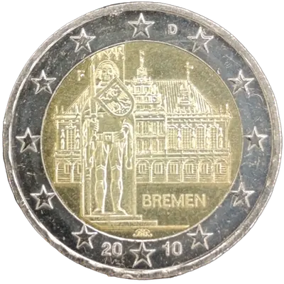 Deutschland 2010 – Bundesland Bremen, Rathaus und Roland – Prägevariante F (Stuttgart)