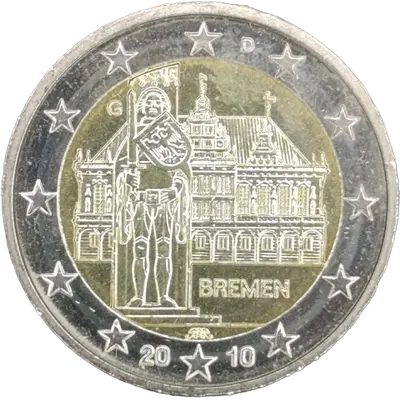 Deutschland 2010 – Bundesland Bremen, Rathaus und Roland – Prägevariante G (Karlsruhe)
